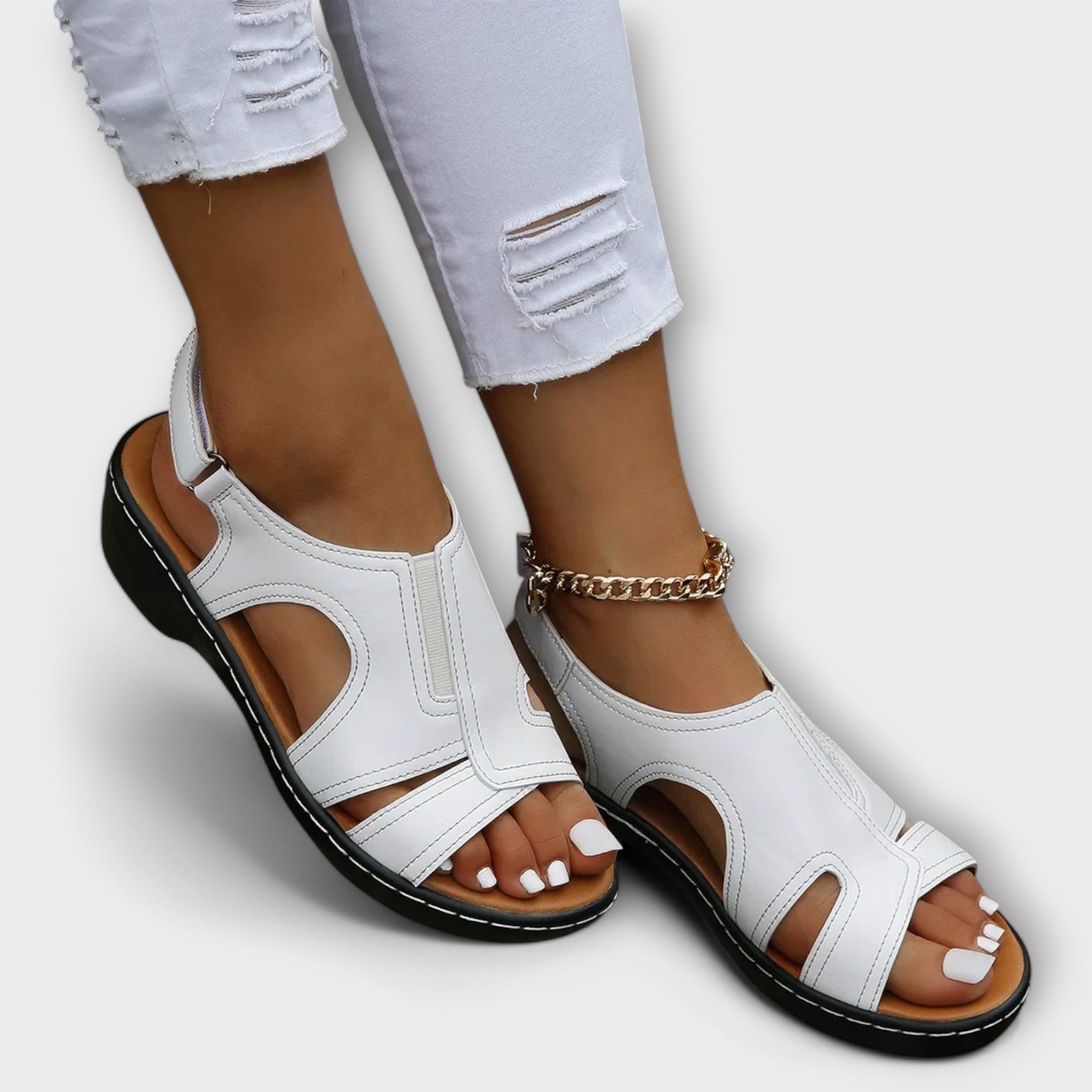 Kristina - Orthopéd bőrhatású szandál kényelmes sarokkal