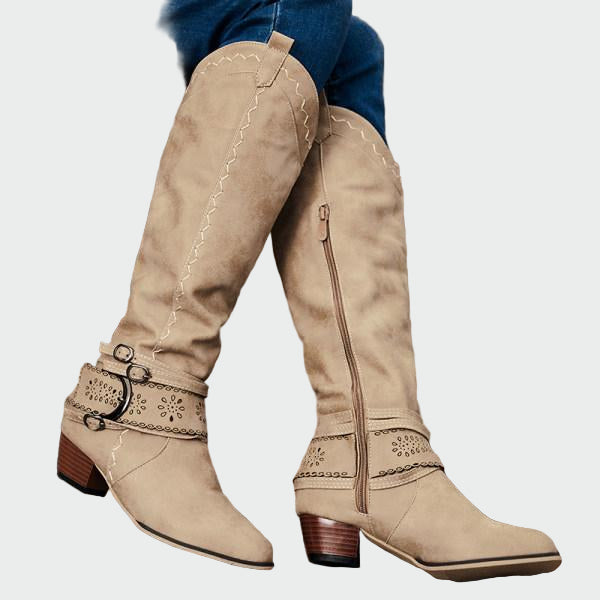 Retro bőrhatású cowboy cipők